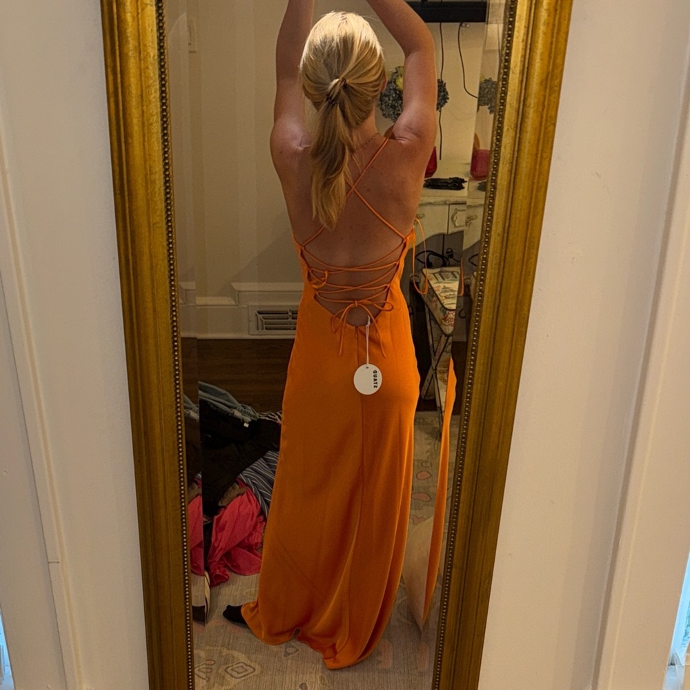 STAUD Vibrant Orange Strapless Dress - Picture 2 of 4